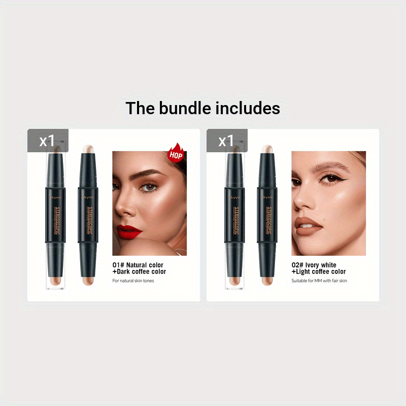 Dual-Headed Contouring Stick for Highlighting and Shading Nose and Face