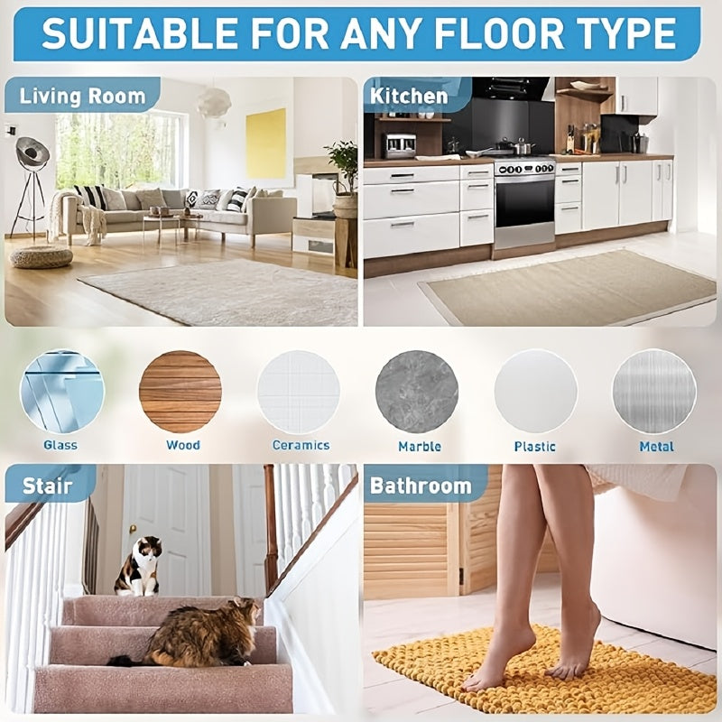 4 Pieces Non-Slip Carpet Gripper Pads for Rugs on Hardwood Floors and Tiles