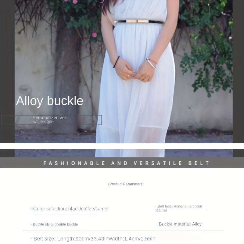 Cinturón de PU para mujer con cinturilla ajustable y hebilla dorada para vestidos y abrigos