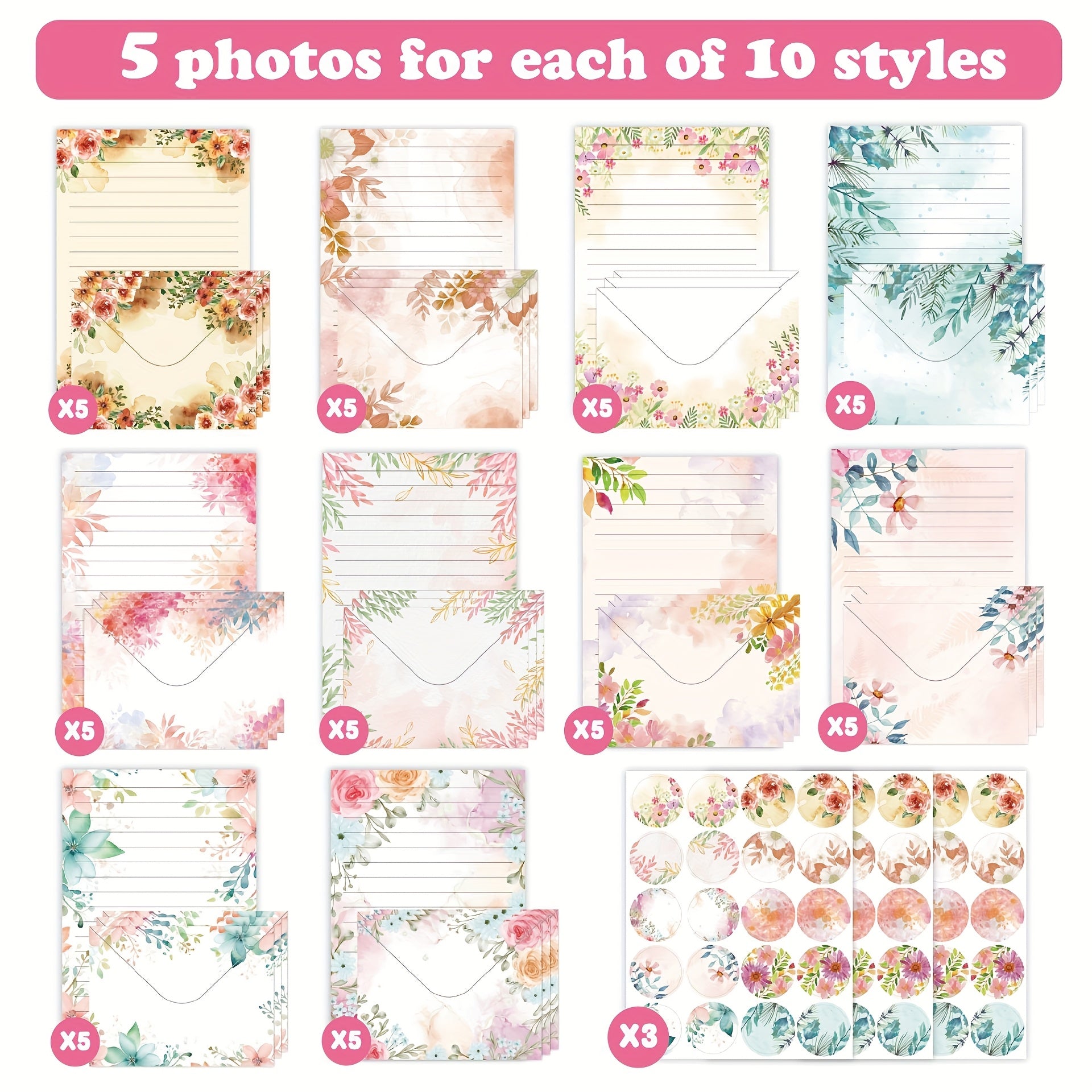 160 ta gullar akvarel bo'yoqlari bilan bezatilgan taklif qog'ozlari to'plami, mat finish, yopish uchun qopqoq, qog'oz materialidan tayyorlangan, to'y, niqob, Sevishganlar kuni, Shukronalik va Rojdestvo tadbirlari uchun ideal.