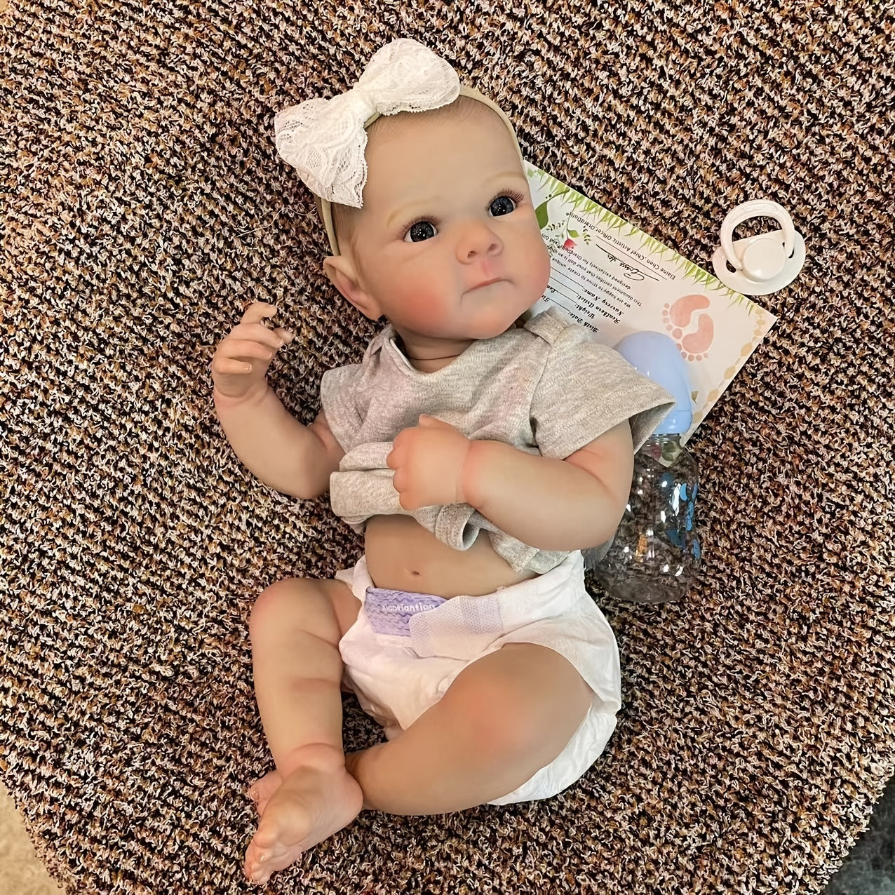 20-Inch Waterproof Vinyl Reborn Girl Doll with Realistic 3D Painted Skin and Hand-Painted Hair