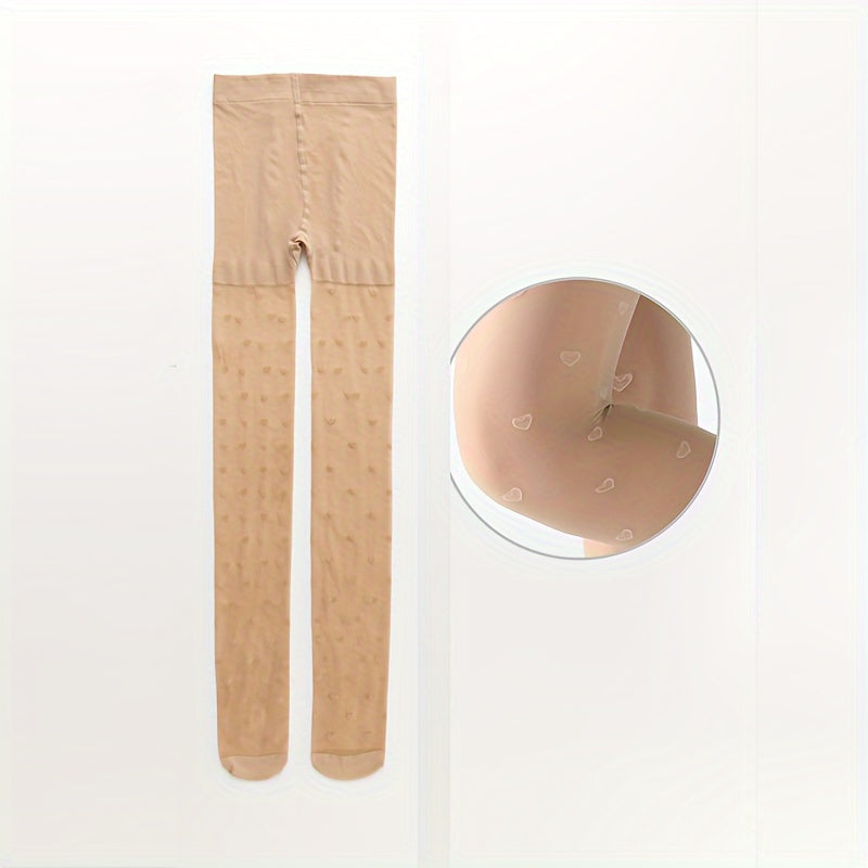 Girls Heart Pattern Mesh Tights Set 3 Breathable Nylon Spandex All-Season