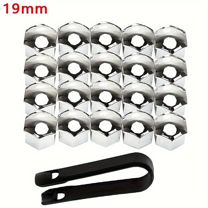 20pcs Chrome Glossy ABS Wheel Nut Covers Tire Bolt Protection Caps Universal Car Accessories