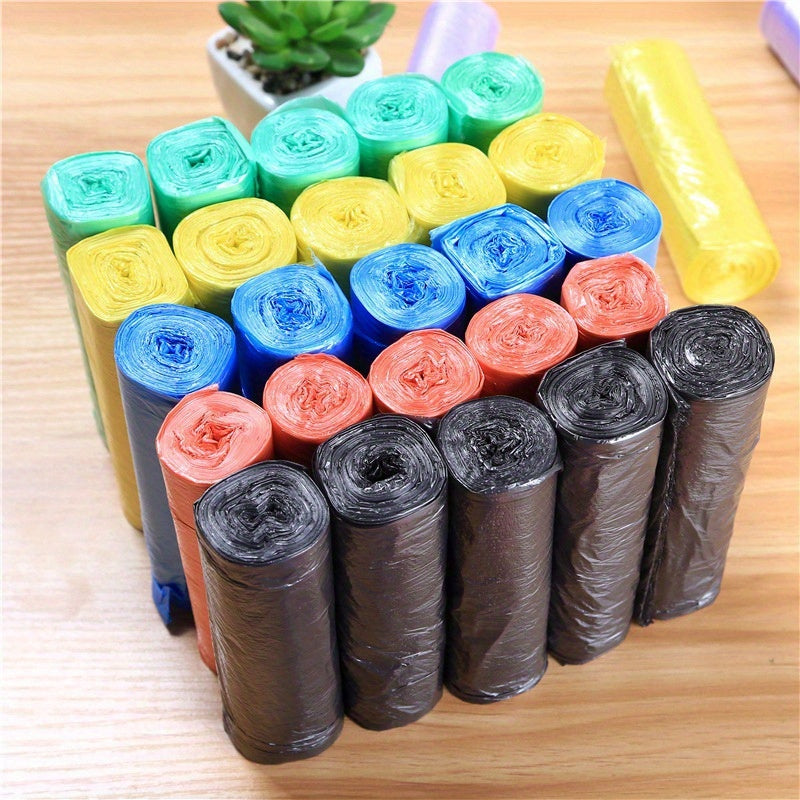 100 Colorful Disposable Trash Bags in 5 Rolls for Home Office Kitchen Bathroom
