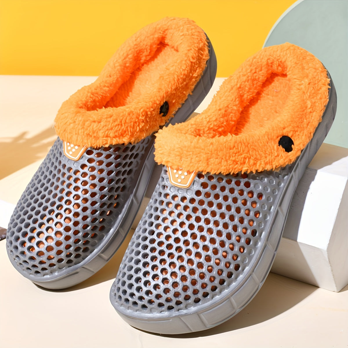 Women's Hollow Out Clogs Slip-On Plush Lined Warm Casual Shoes Plus Size