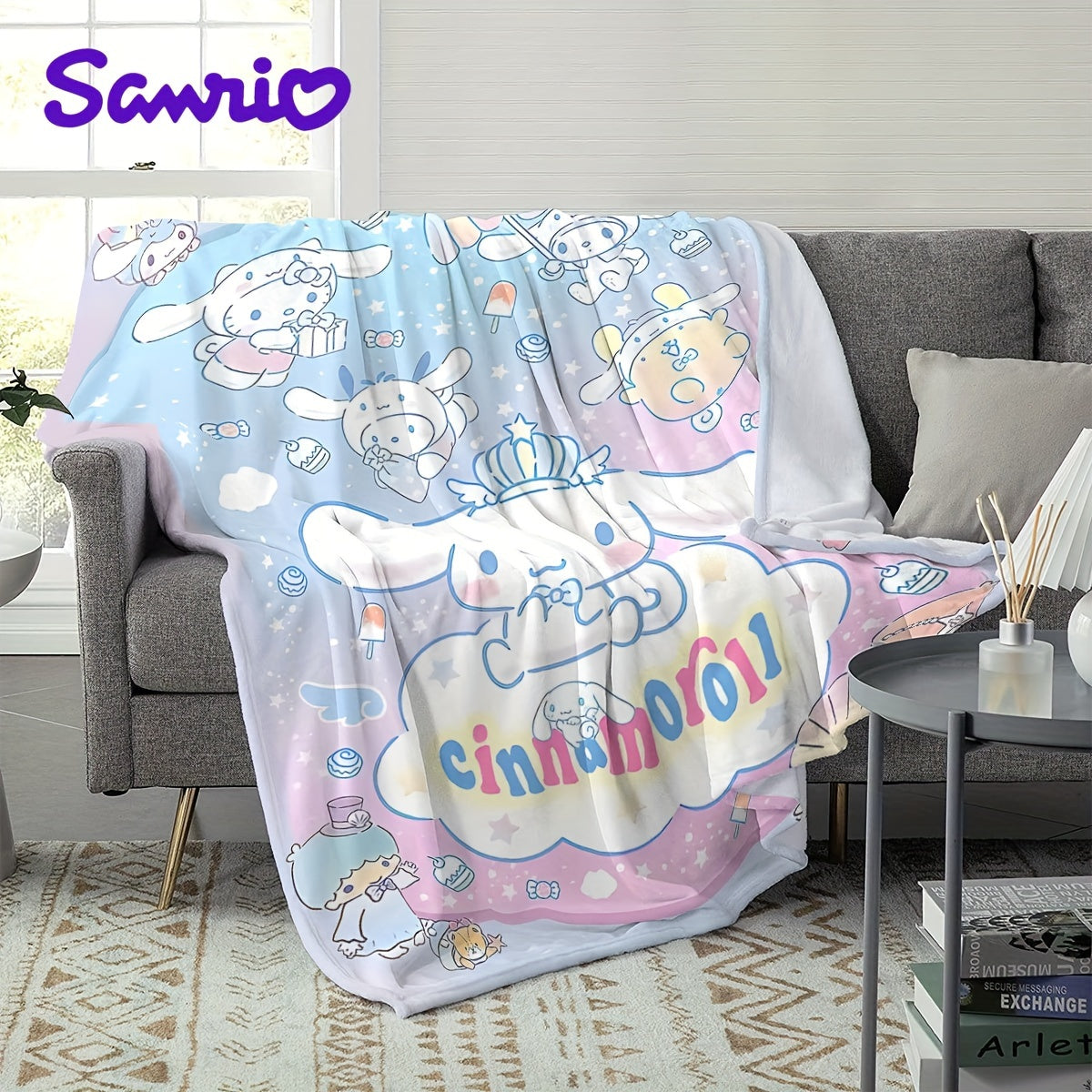 Kids Flannel Blanket Cartoon Dog Digital Print Cozy Soft Warm Gift