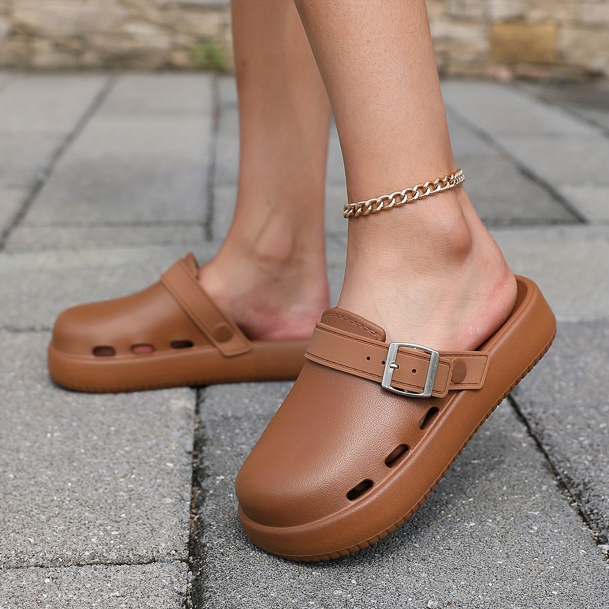 Women's Neon Green Slip-On Platform Sandals Open-Toe Casual Poolside