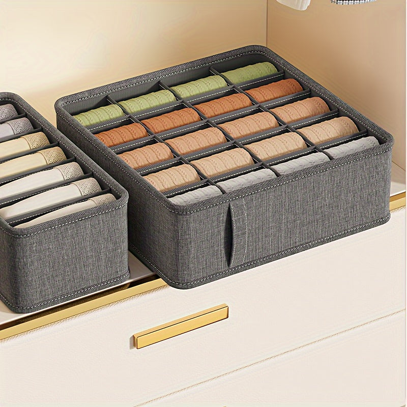 Gray Cationic Sock Storage Box with 6 7 or 20 Compartments Foldable Organizers for Underwear Bras and Socks