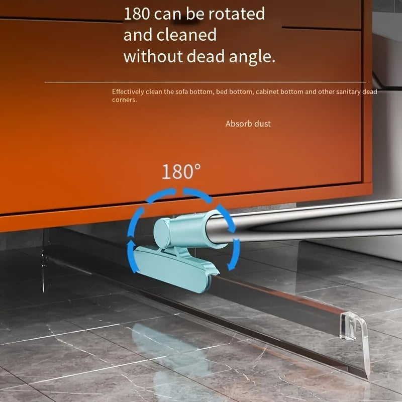 20-Inch Magic Broom with Retractable Silicone Scraper for Bathroom Kitchen Living Room