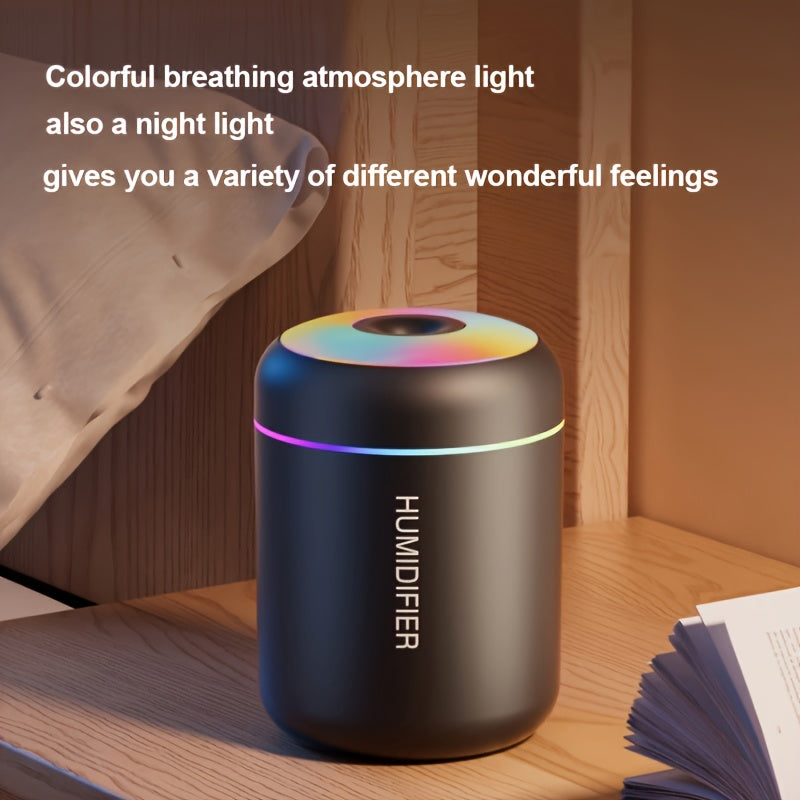 Mini USB Humidifier with Colorful Ambient Lighting Quiet Operation for Desk Car Office