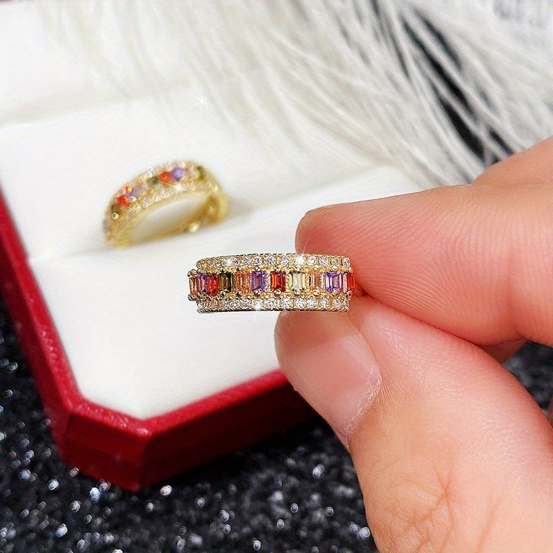 Women's Hoop Earrings Rectangle Cut Topaz Zircon Gold Plated Jewelry