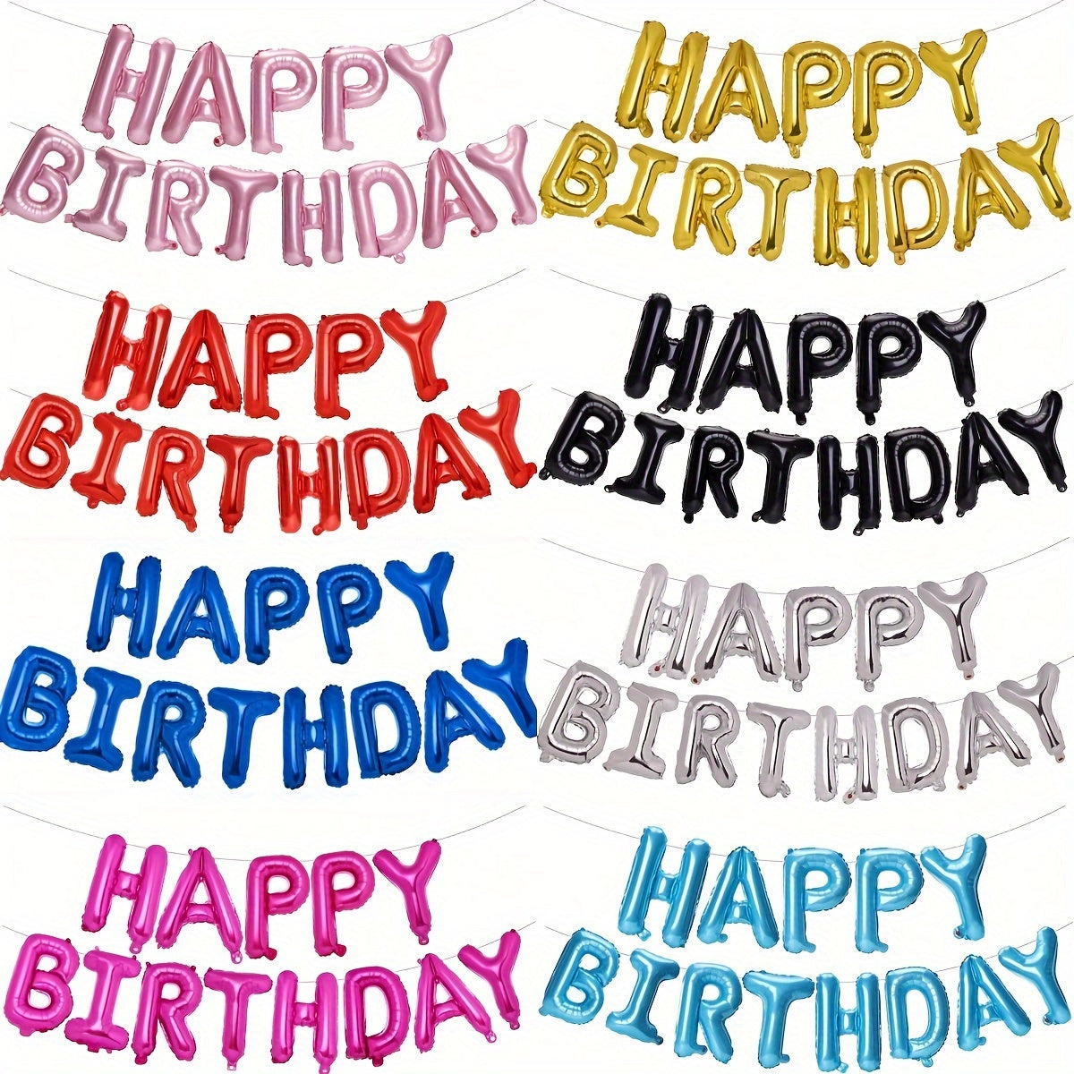 15-Piece Happy Birthday Banner Set with 13 Letter Pull Flags for Parties