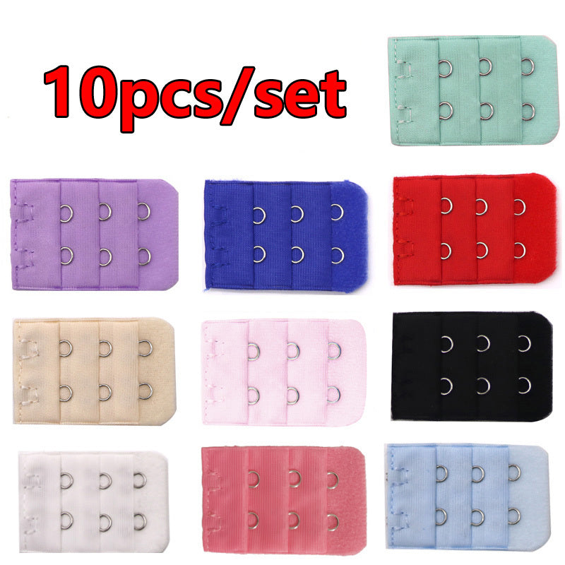 10-Pack Women's 3-Row 2-Hook Bra Extenders Adjustable Lingerie Accessories