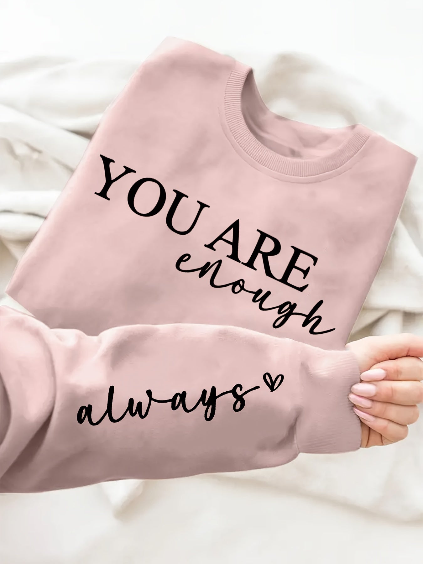 Sudadera de talla grande para mujer en verde, con cuello redondo y diseño de corazón