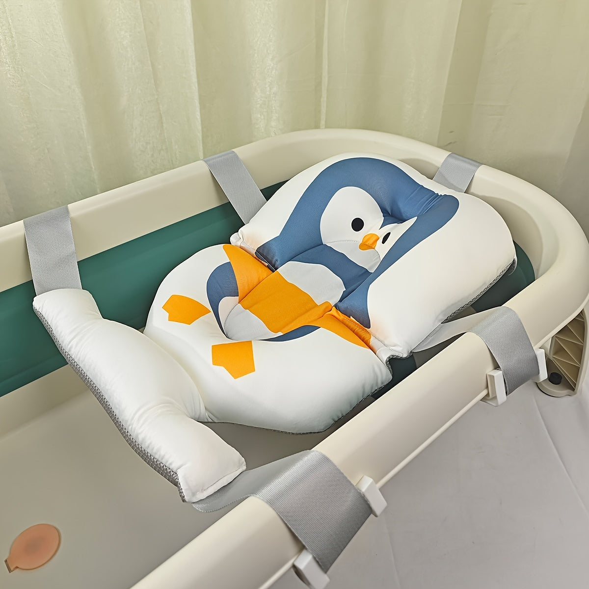 Baby Bath Seat Cushion with 5 Buckles Breathable Polyester Floating Support for Infants and Toddlers