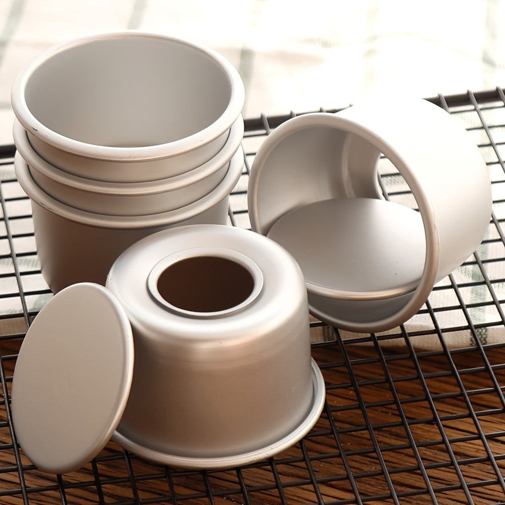 Mini Aluminum Golden Round Cake Mold 2-Inch Removable Bottom Baking Tool