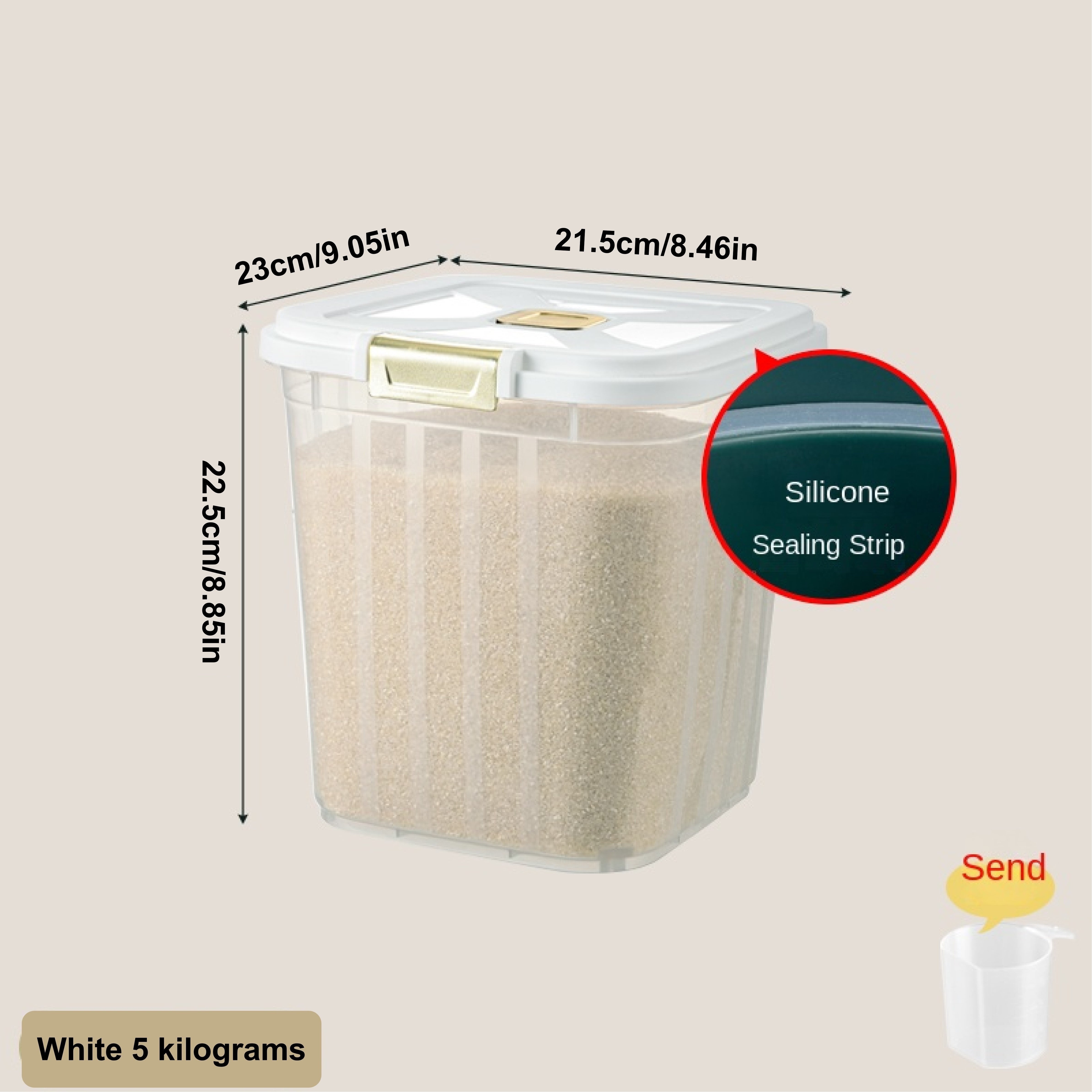Large Airtight Grain Storage Container Waterproof Transparent with White Lid