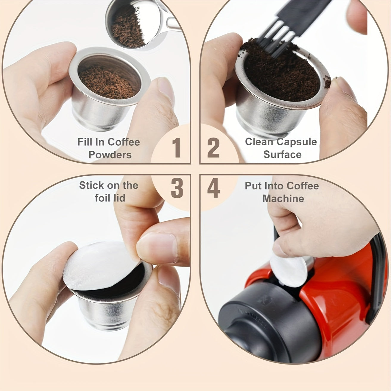 Refillable Stainless Steel Coffee Capsules Compatible with Nespresso Original Line