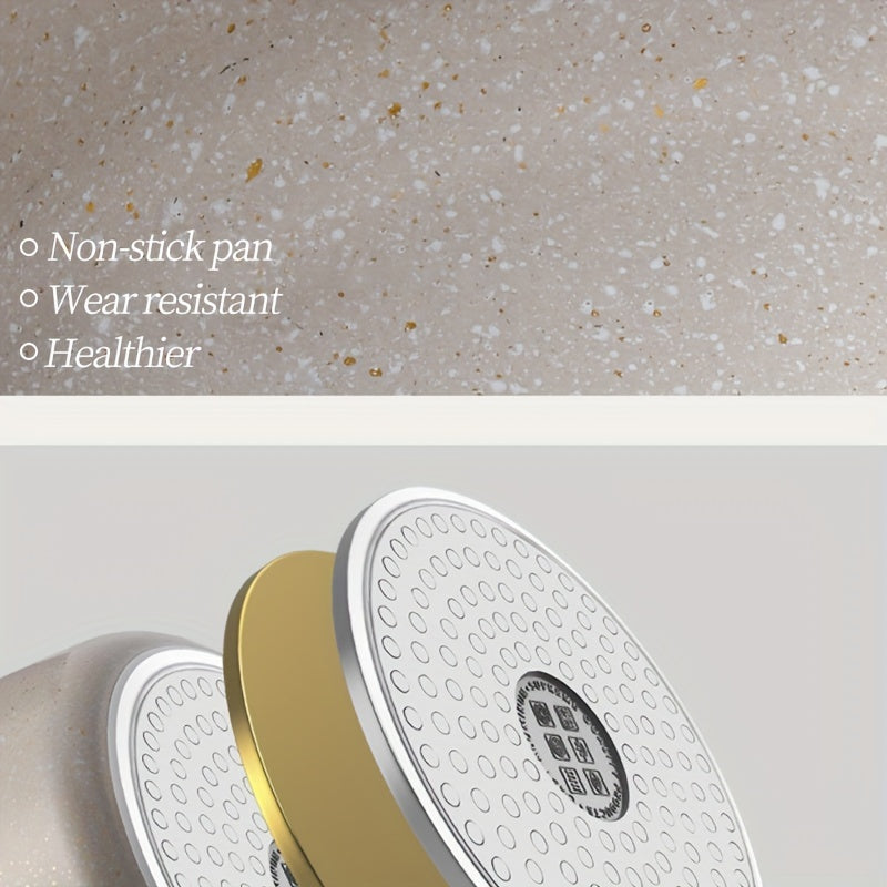 Juego de utensilios de cocina antiadherentes de 4 piezas en color beige con sartenes para bistec, huevos y panqueques