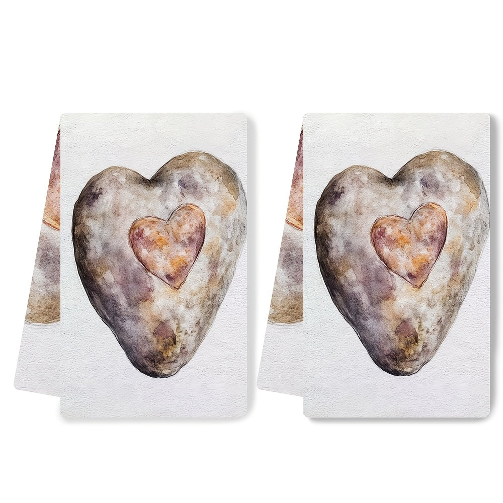 Ultra-Soft Kitchen Towels with Valentine's Potato Design, Absorbent, 40x60 cm