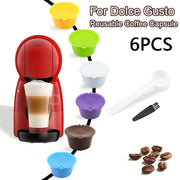 Filtros reutilizables para cápsulas de café de 6 unidades con cuchara y cepillo para preparar café personalizado