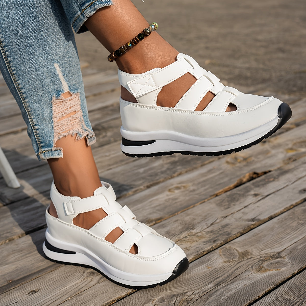 Women's White Casual Sneakers Lightweight Bouncy Soles for Outdoors