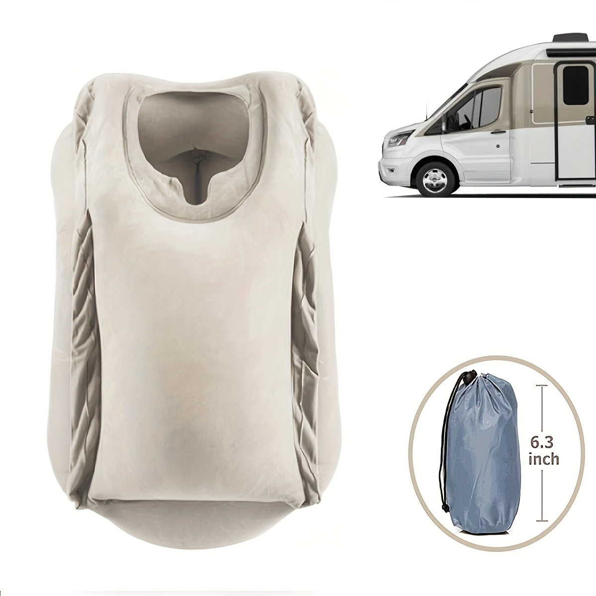 Almohada inflable de viaje para el cuello, soporte para aviones, coches, autobuses y camping