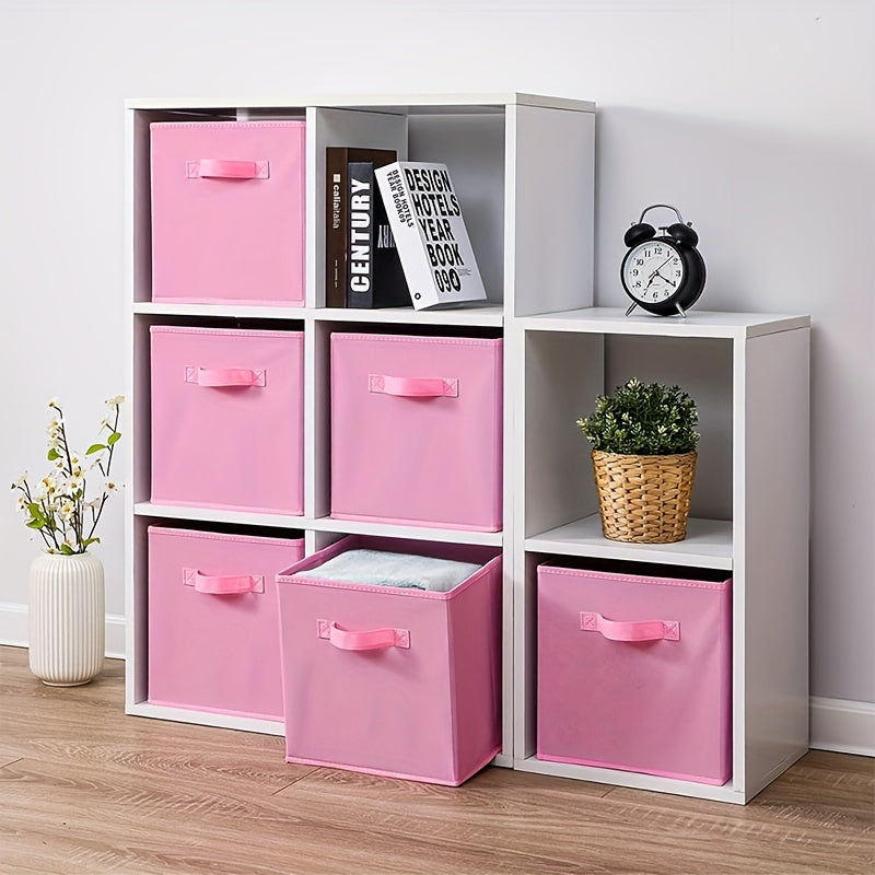 Set of 6 Pastel Purple Ombre Non-Woven Storage Boxes with Handles for Home Office