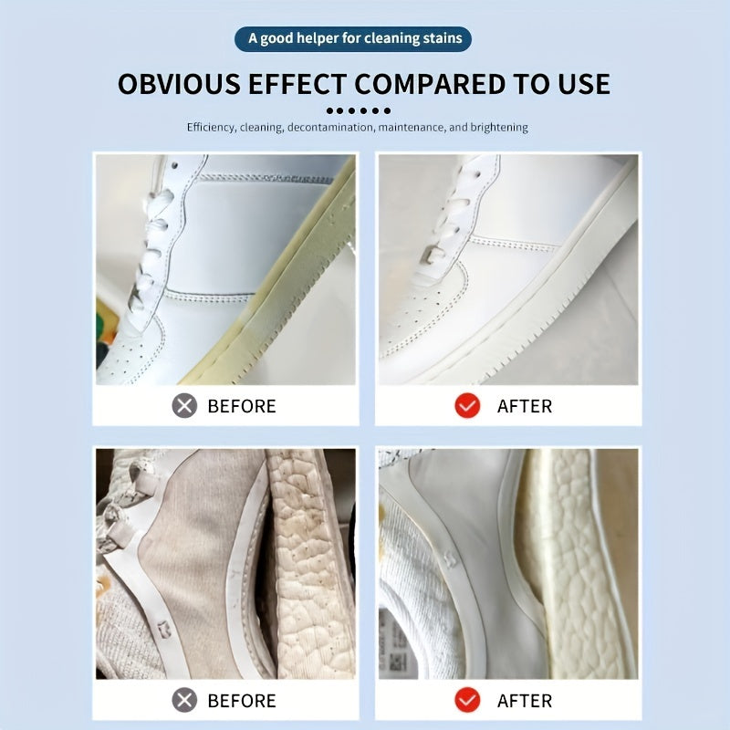 Tez Ta'sirli Oq Poyabzal Kreml - Dog'larni olib tashlaydi va oq rangni tiklaydi, Krossovkalar, Kanvas va Sun'iy Materiallar uchun ideal - Qo'shimcha Tozalash Gubkasi bilan qulay yuvishsiz formula