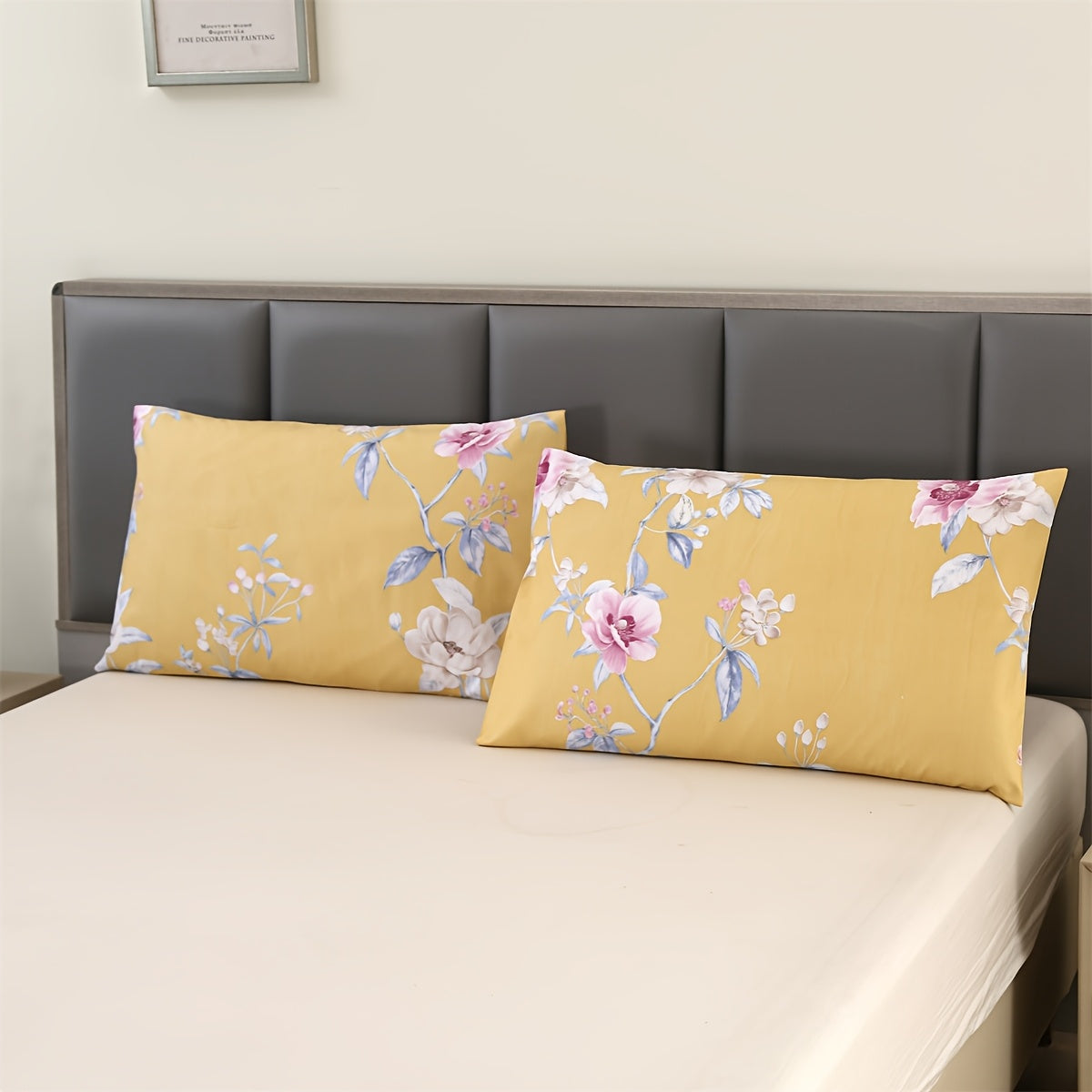 Pair of 2 Cat Print Decorative Pillowcases 100% Polyester Sanded Fabric