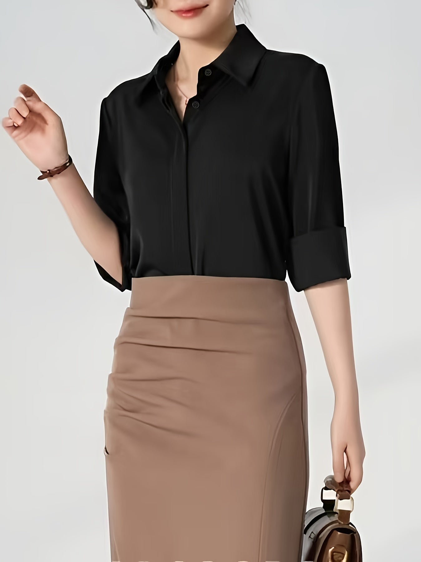 Camisa blanca de manga larga para mujer, poliéster, estilo coreano, corte suelto, primavera y otoño