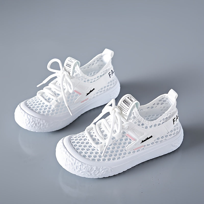 Women's White Knit Mesh Sneakers Summer Casual Shoes