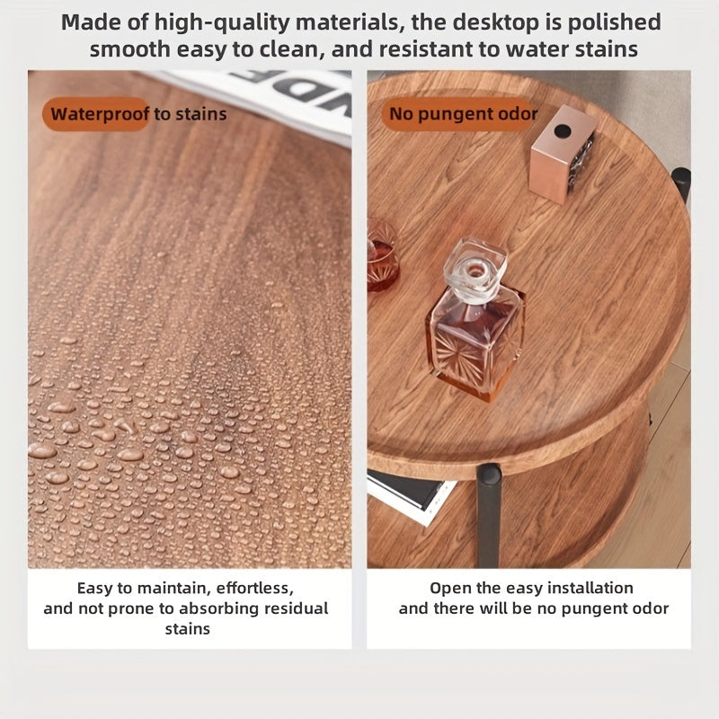 Nordic Style Cast Iron Mobile Coffee Table for Living Room Bedroom Small Apartment