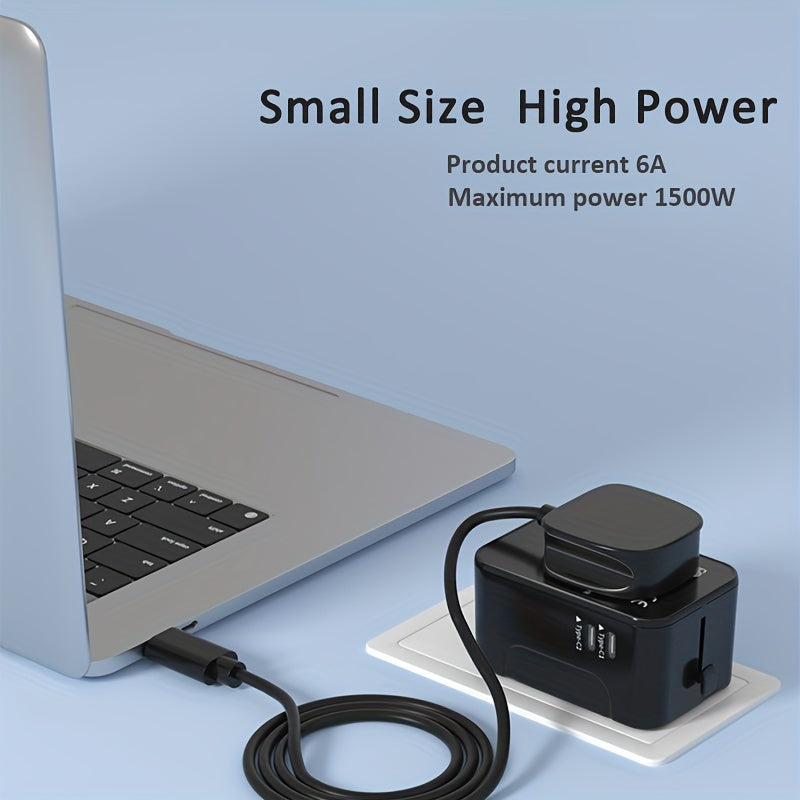 Yevropa sayohati uchun 1 USB va 2 Type-C portli universal sayohat adapteri, UK dan AQShga ulagich konvertori bilan birga.