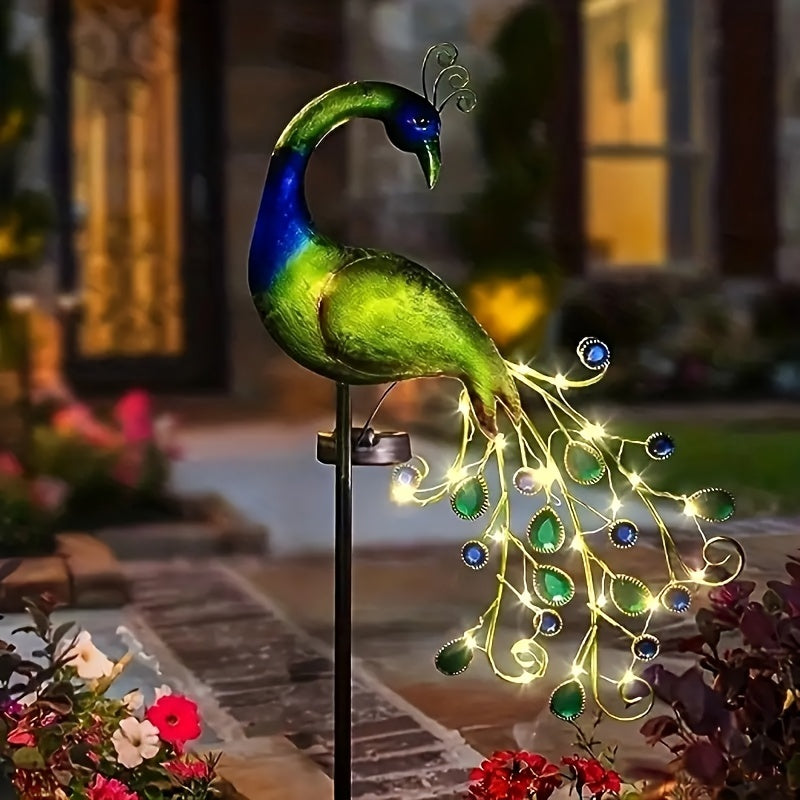 Solar-Powered Peacock Garden Light with Adjustable Lighting Outdoor Yard Decor