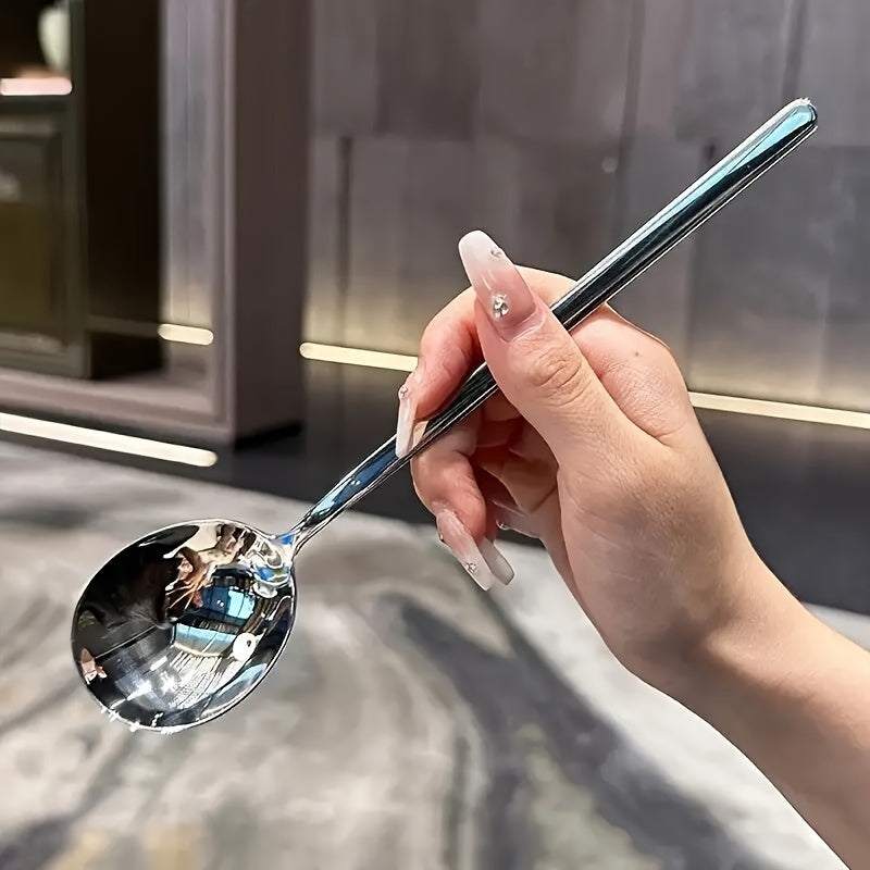 2 ta zanglamaydigan po'latdan yasalgan uzoq tutqichli xizmat qilish qoshlari to'plami, bardoshli, oson tozalanadi