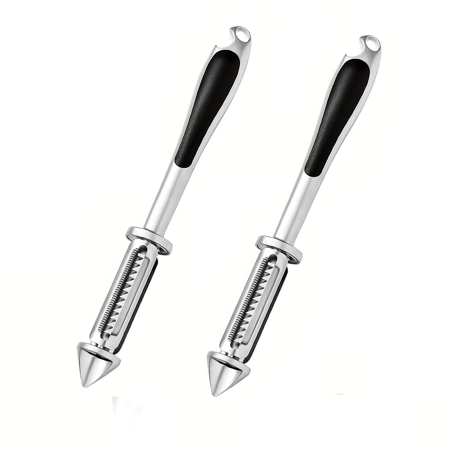 Juego de 2 peladores de acero inoxidable 5 en 1 pelador de verduras y frutas con abrebotellas