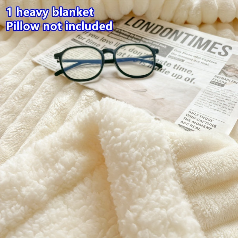 Double-Layered Polyester Flannel Throw Blanket with Stripes for All-Season Comfort
