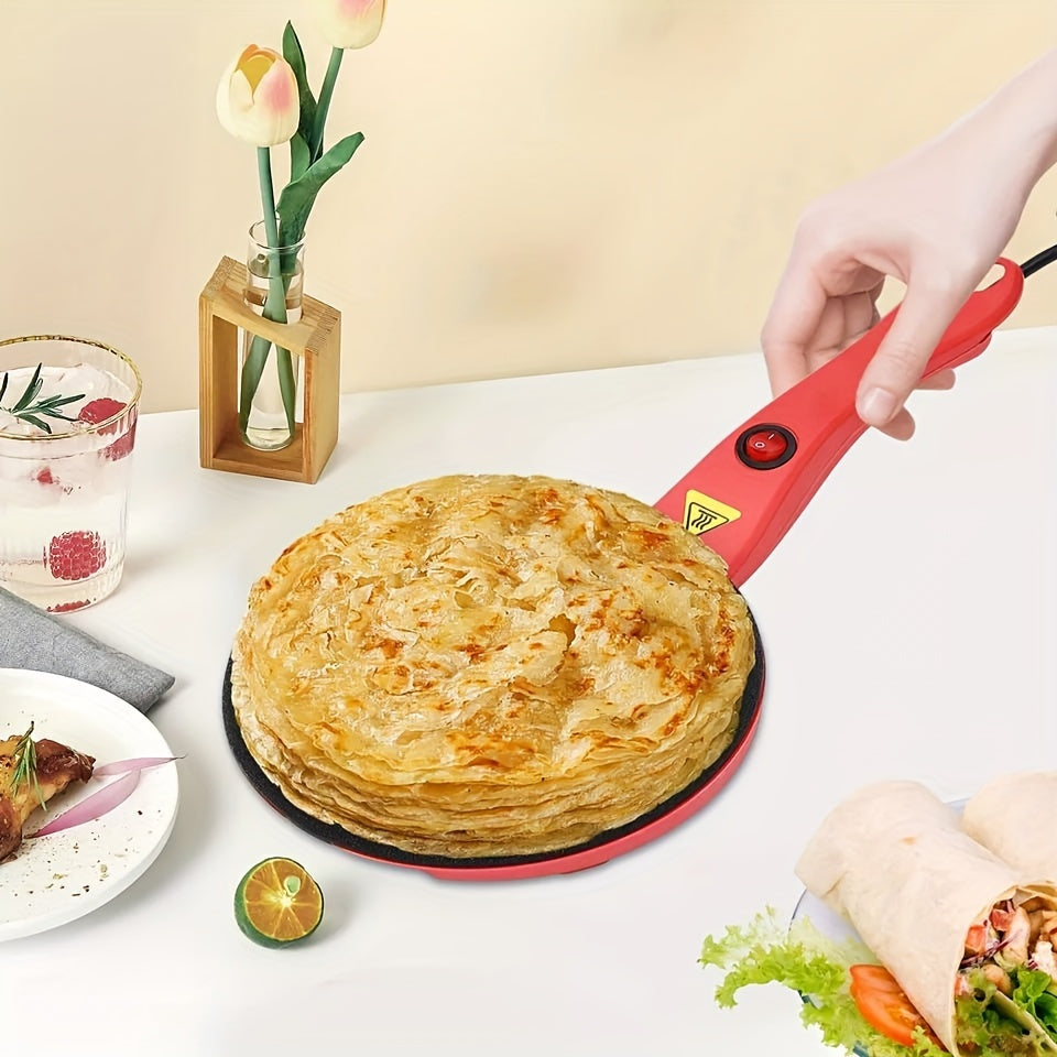 Creador de crepes eléctrico de 600W con sartén antiadherente, espátula para raspar y brocha para aceite