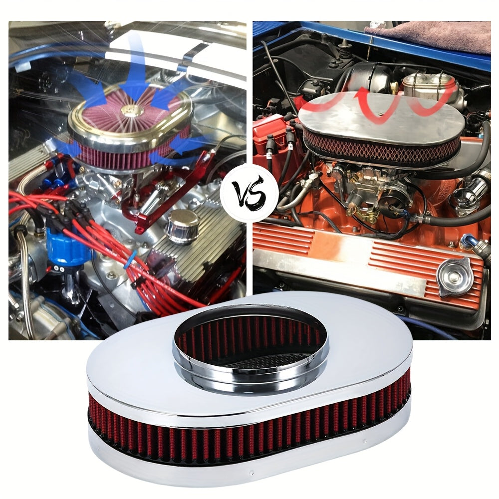 Крышка корпуса воздушного фильтра овальной формы с высоким пропусканием, хром, 30,48 см x 5,08 см