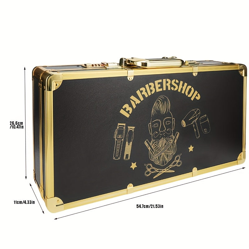 Qassoblar uchun mo'ljallangan qattiq saqlash qutisi, qaychi, taroq, moy va aksessuarlar bilan