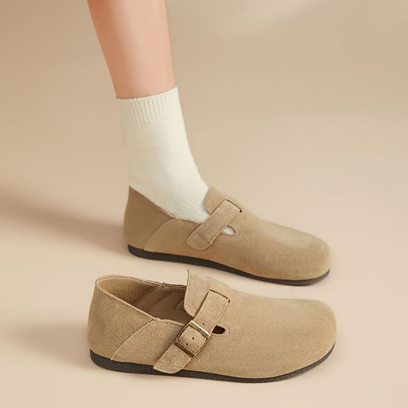 Women's Soft Slippers Flat Shoes with Shock-Absorbing Cushion and PU Cover