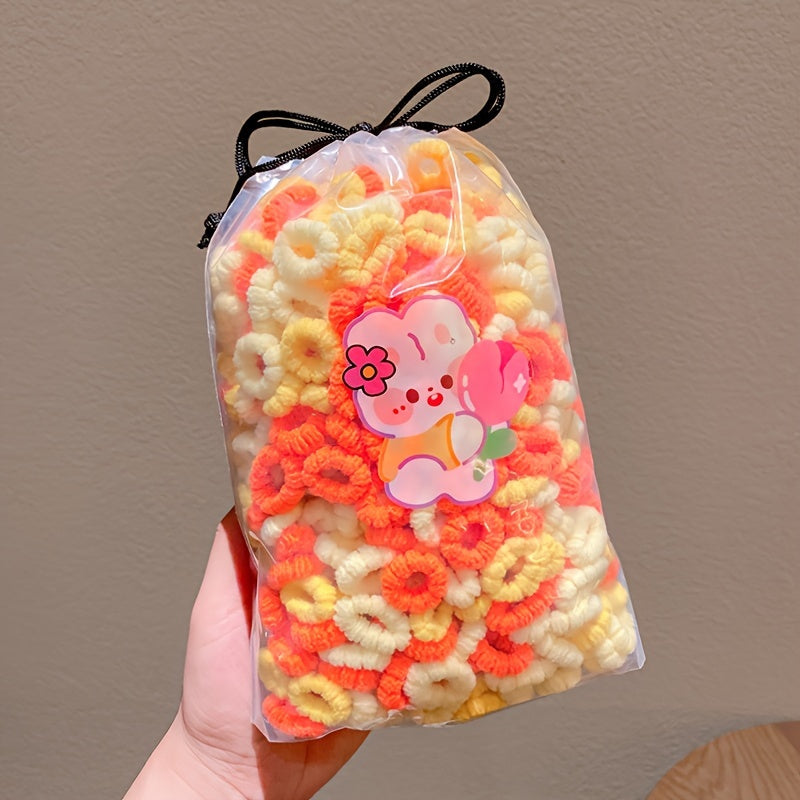 Paquete de 100 gomas de pelo elásticas para niñas, bandas de toalla de poliéster suave para uso diario