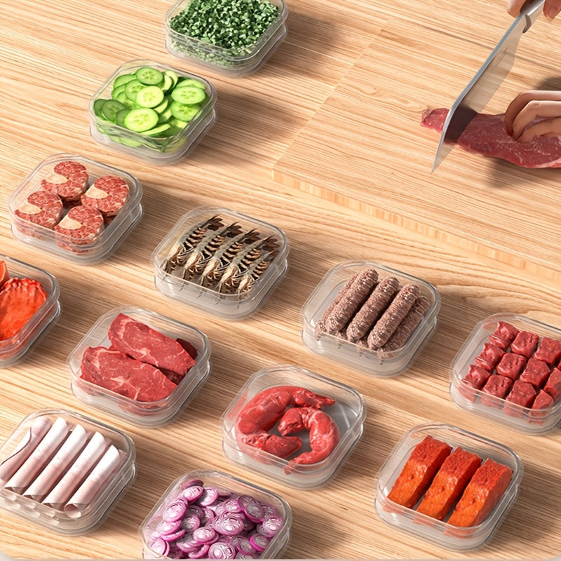 Shisha plastik oziq-ovqat saqlash konteynerlari, qopqog'lar bilan, 4, 8 yoki 10 ta, muzlatgich uchun