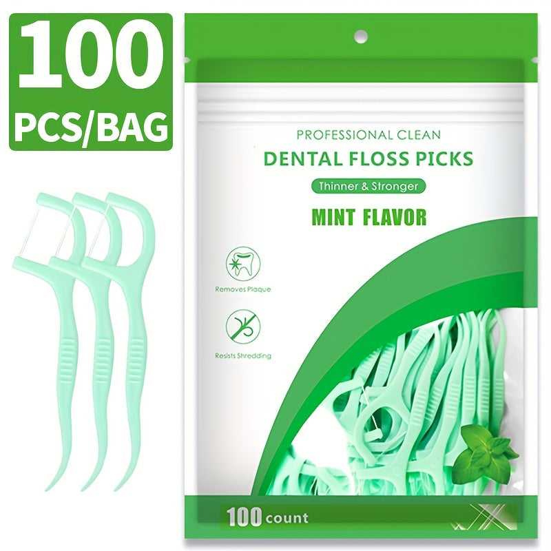 Disposable Mint Floss Picks 100/300/500 Pack, Deep Cleaning, Portable