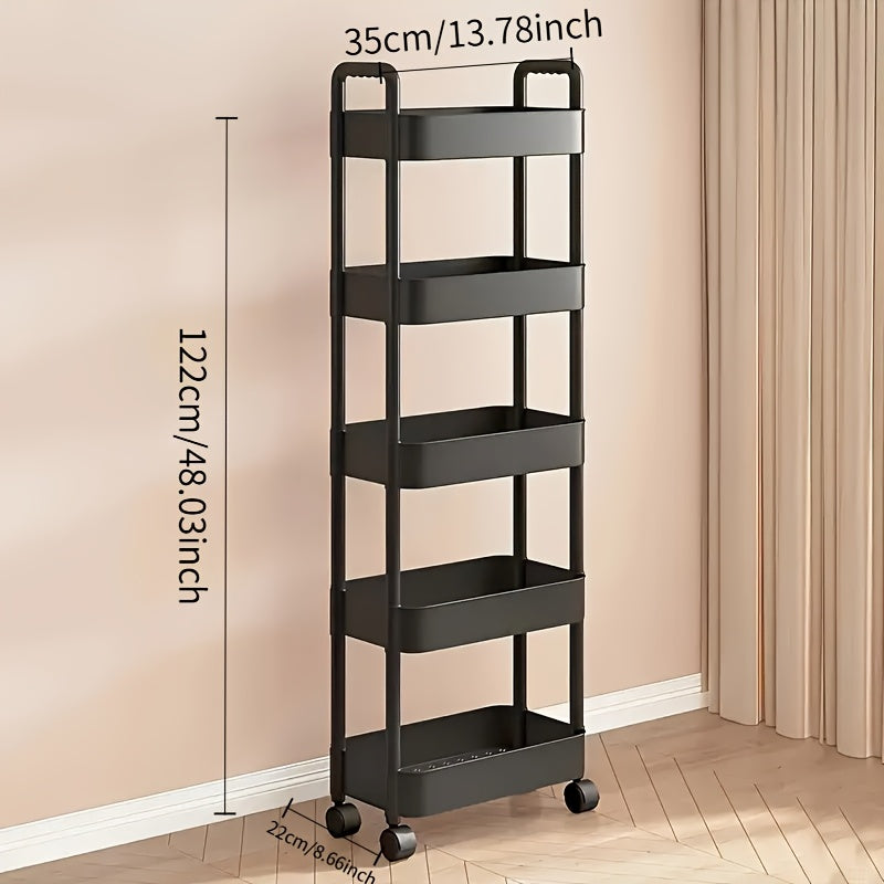 Carro de almacenamiento enrollable de varias capas para cocina, baño y dormitorio, 6 tamaños, 2 colores