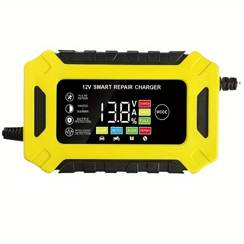 Умное зарядное устройство для аккумуляторов 12В 6А для автомобилей и мотоциклов, свинцово-кислотное, с цифровым дисплеем