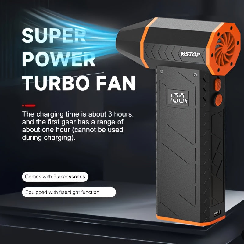 High-Speed Turbo Handheld Air Blower with Digital Display and Dual 5000mAh Batteries