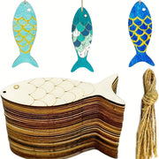 Wooden Fish Shaped Crafts for Holiday Wedding Birthday Decorations Set of 30