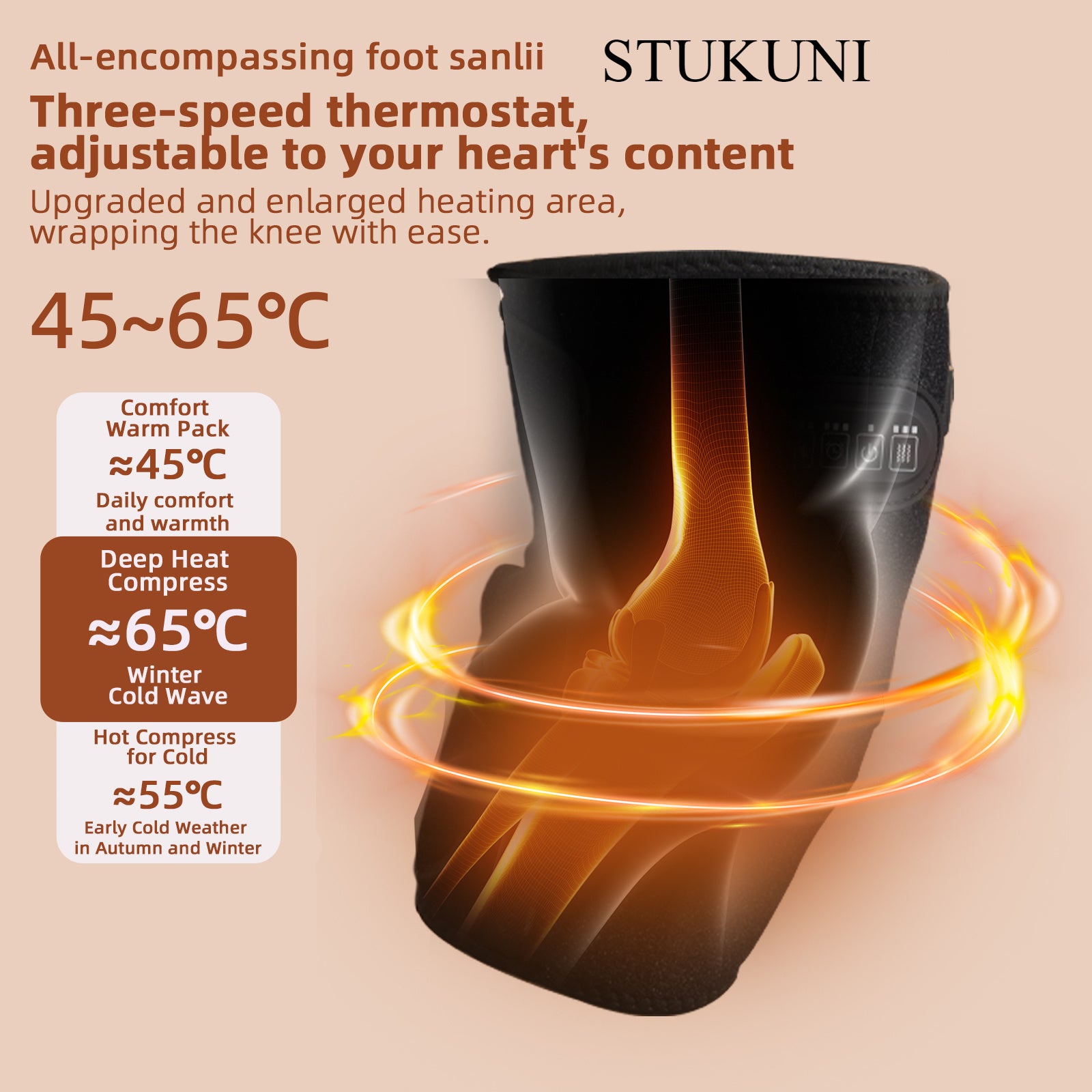 ThermaKnee USB нагруженный коленный бандаж с вибрацией, 3 уровнями нагрева, 3 режимами массажа, таймером, без батареи, подарок для родителей и личное использование